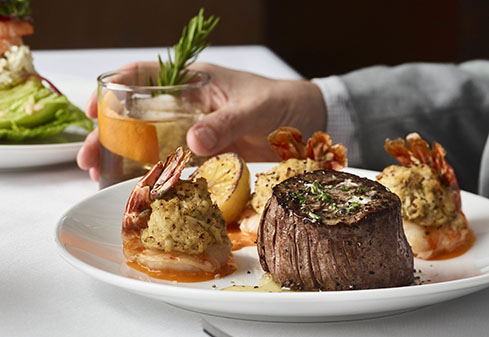 Image of Holiday Prix Fixe Filet and Shrimp meal
