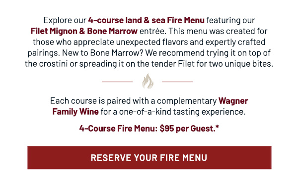 Reserve your fire menu - learn more