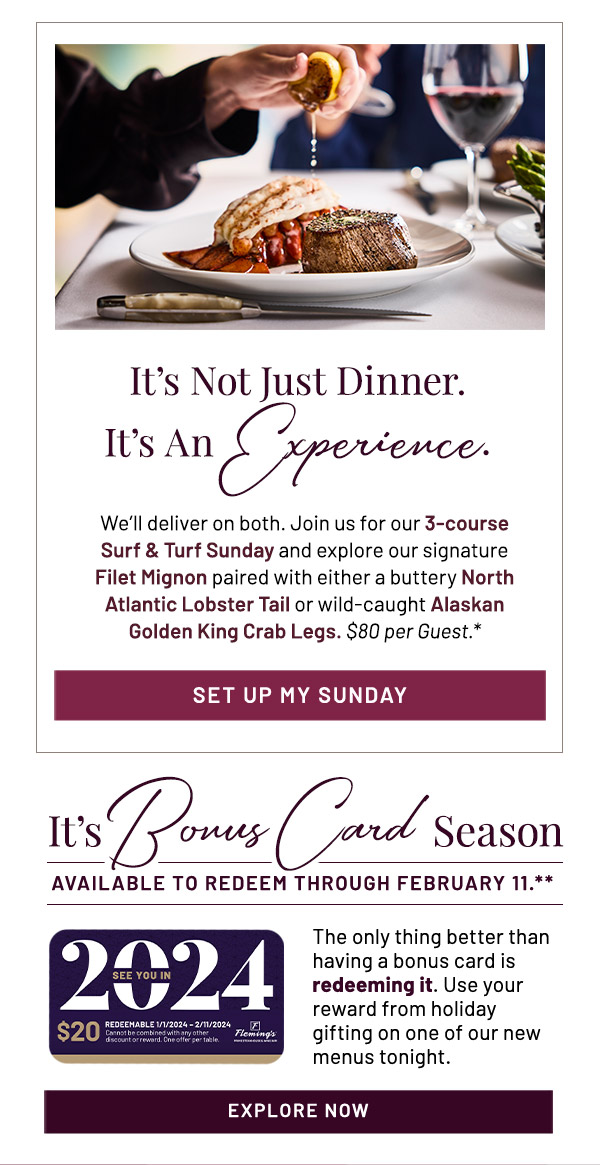 It's Not Just Dinner. It's An Experiance.