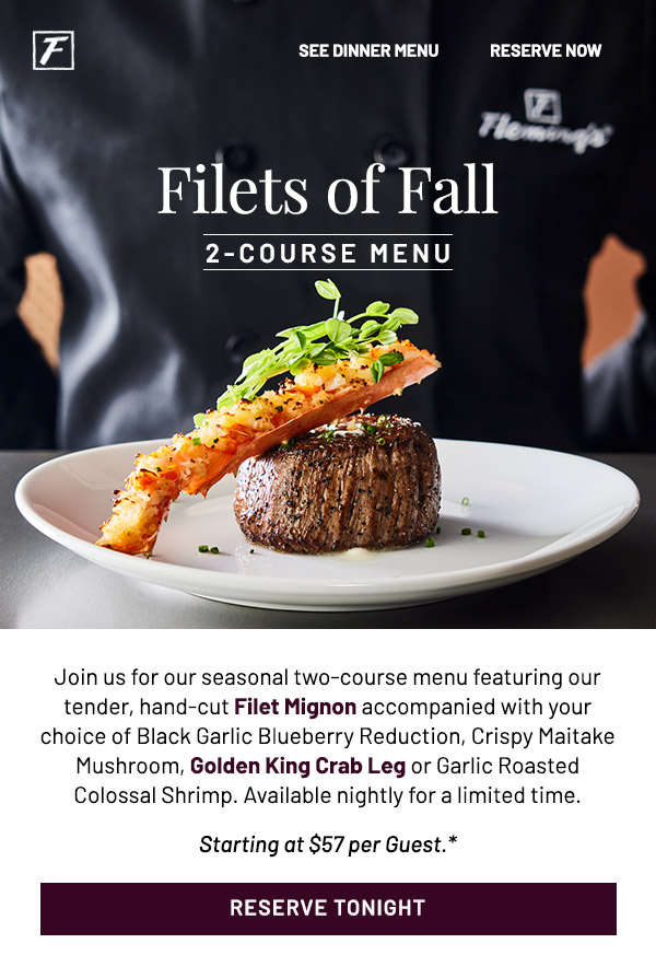 Filets of Fall 2-Course Menu