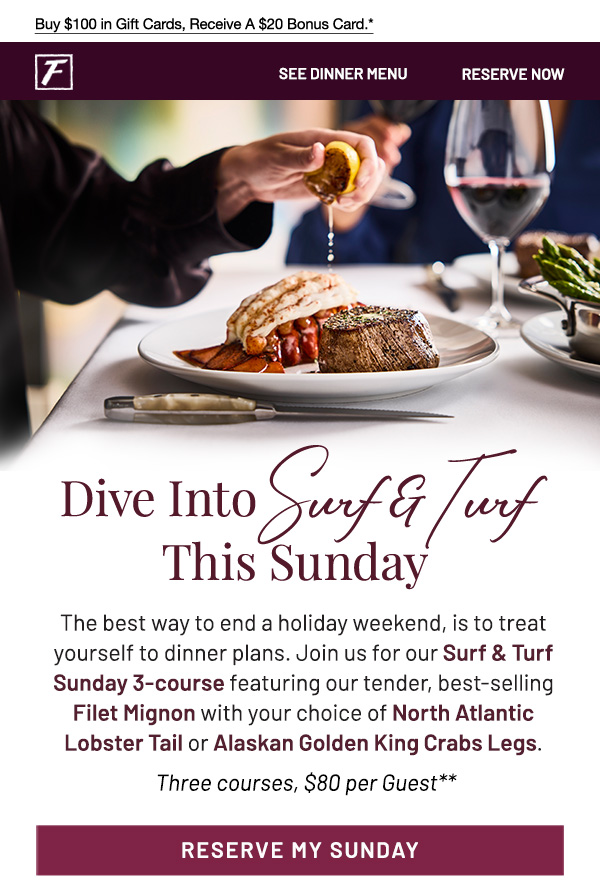 Dive Into Surf and Turf This Sunday