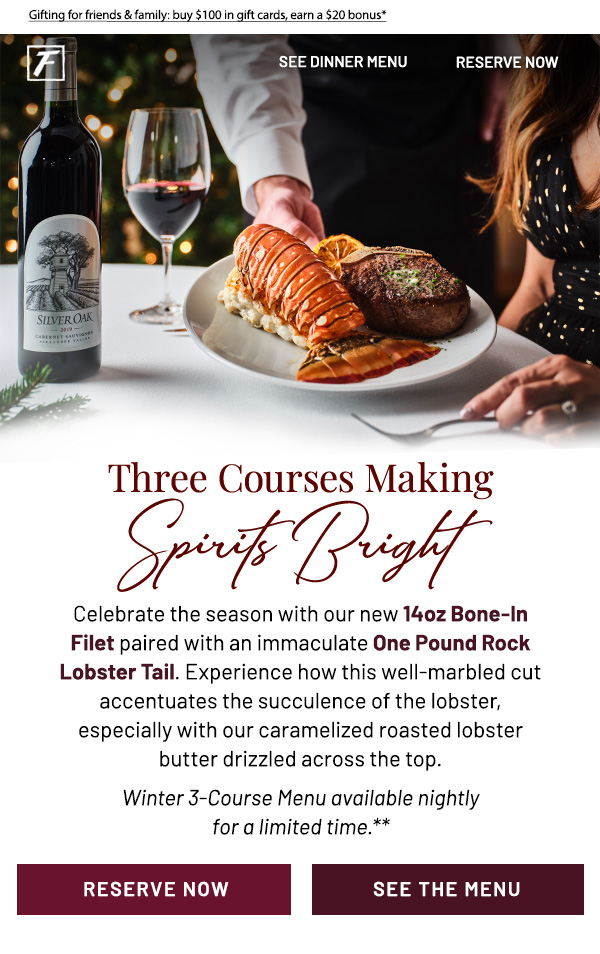 Three Courses Making Spirits Bright