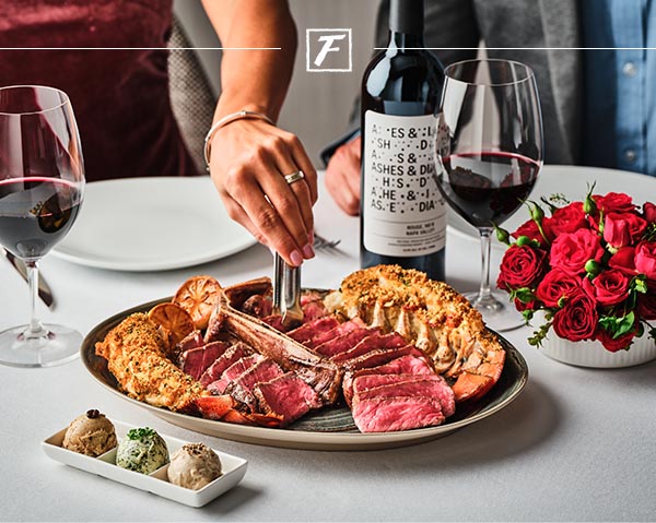 Sliced Porterhouse with Crab-Stuffed Lobster Tail