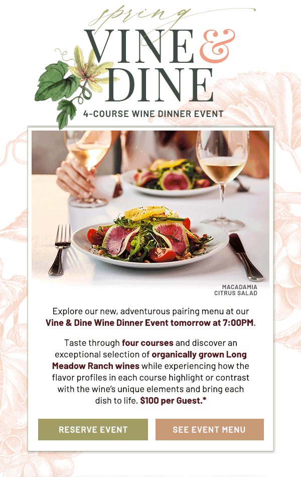 Vine & Dine - 4 Course Wine Dinner Event