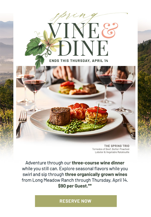 Vine & Dine, 3 Course Dinner