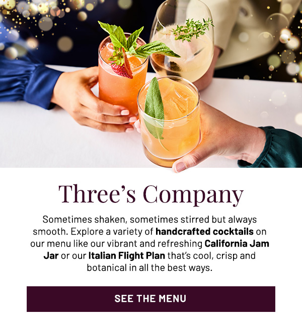 Three's Company. Handcrafted Cocktails by Fleming's Steakhouse.