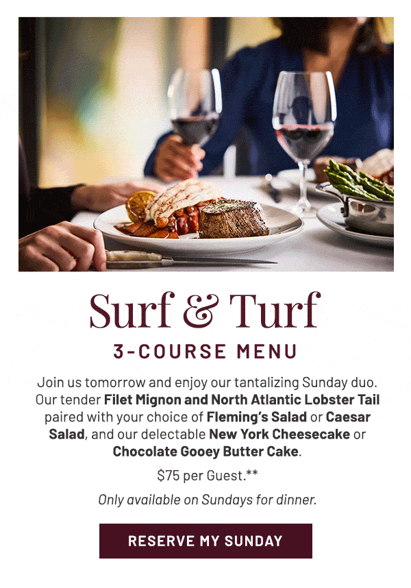 Surf and Turf 3-Course Menu