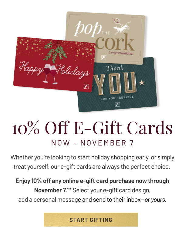 10% Off E-Gift Cards